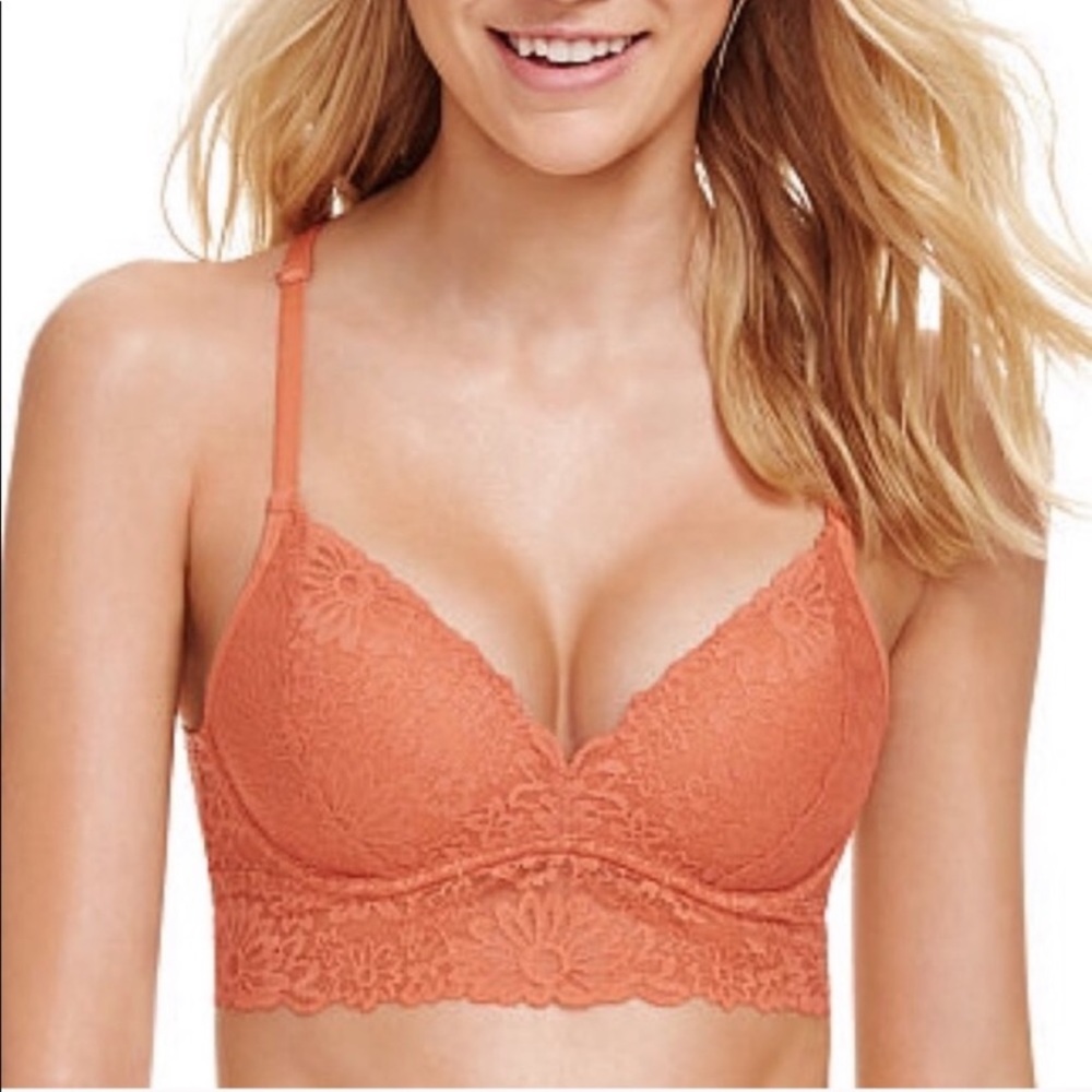 Pink VS Peach Push-up Lace Strappy Bralette